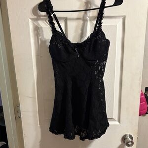 Elegant Black Lace Chemise